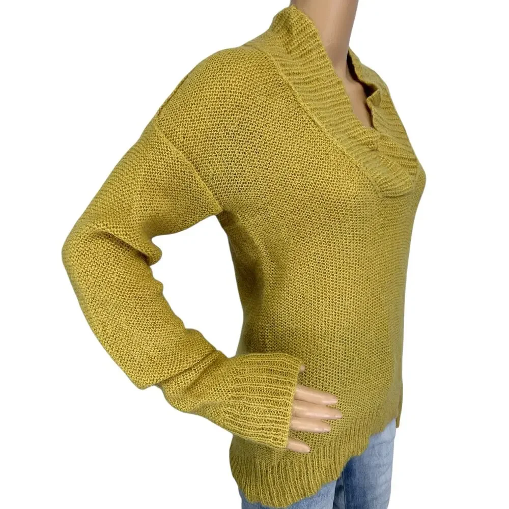 J. Crew Wool Mohair Dolce Shawl Collar Popover Sweater Yellow 20824 Size XS